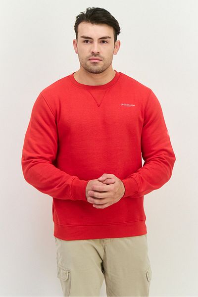 Crosshatch Men 2 Pieces Crew Neck Brand Logo Long Sleeve Sweatshirts, Red