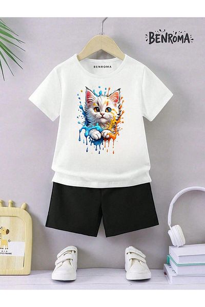 BENROMA Set pantaloni scurți unisex pentru copii - imprimat cu caractere
