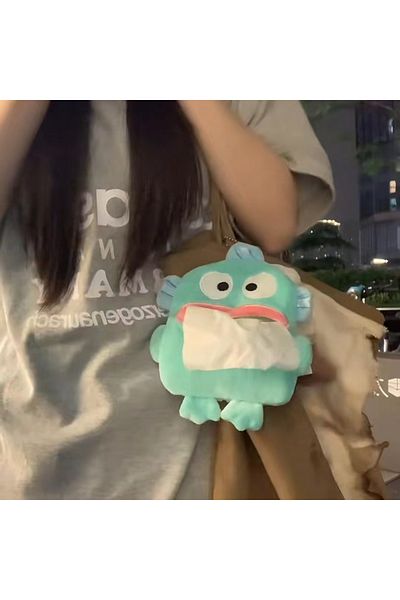 Choice A Hangyodon Sanrio Plush Kawaii Cartoon Cute Portable Tissue Holder Pendant Anime Plush Toys for Gi.