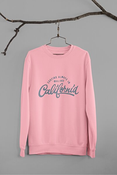 Butik سويت شيرت برقبة دائرية وأكمام طويلة للجنسين مطبوع عليه كاليفورنيا
