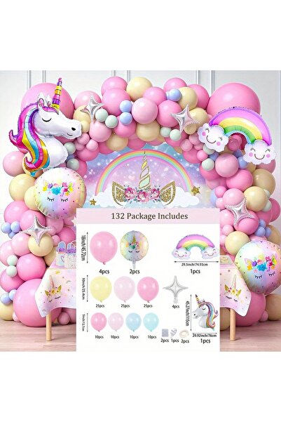 Choice طقم إكليل قوس البالونات يونيكورن قوس قزح متعدد الألوان، 132 قطعة، بالو...