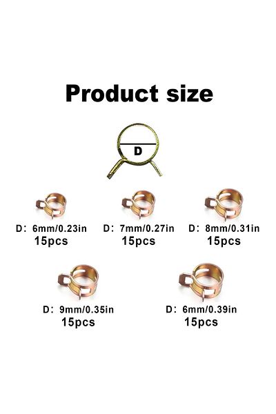 Choice 75pcs 6-10mm Manganese Steel Spring Driven Hose Clamp Low Pressure Air Clamp Fastener Sorting Kit...