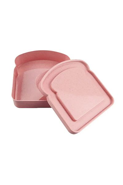 Choice Pink Toast Shaped Bamboo Fiber Portable Lunch Box With Lid Toast Bread Sandwich Box Kitchen Outdoor