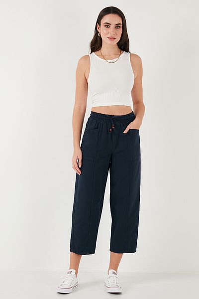 Lela Cotton Relaxed Fit High Waist Wide Short Leg Pants Pants 668Yp5318