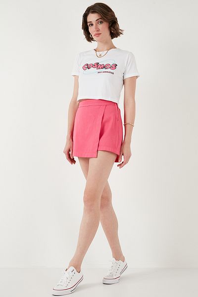 Lela Bumbac, cu fermoar, mini pantaloni scurți asimetrici, fuste, pantaloni scurți, 668YP4411