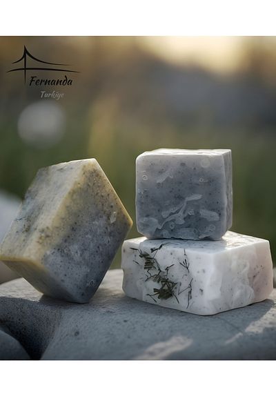 Fernanda 100% Natural Çankırı Rock Salt Clay Salt Soap - 2 Pieces Pure Organic