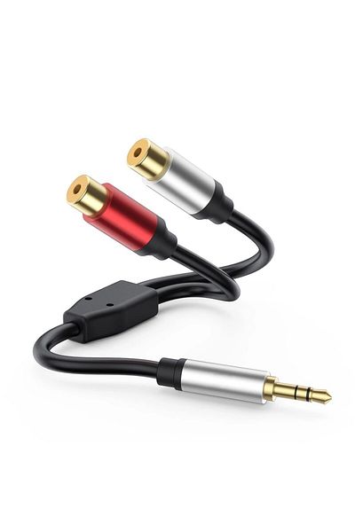 Choice كابل صوت ستيريو آخر <= 0.5 متر مطلي بالذهب بمقبس جاك 3.5 مم ذكر إلى 2RCA أنثى محول صوت، كومب