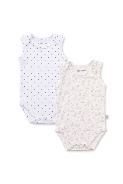 Boumini 2-Piece Ecru Cotton Baby Bodysuit Set - Snap Athlete