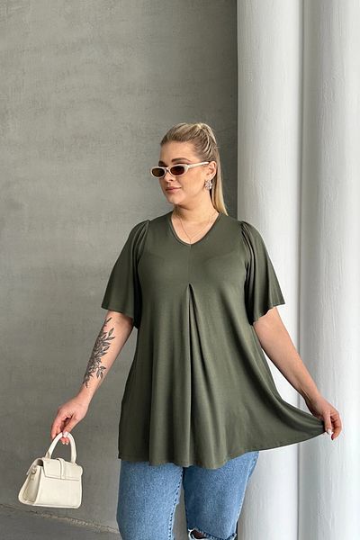 Stil Diva Μπλούζα Lycra MDL-4 με ασύμμετρη κοπή με λαιμόκοψη σε μεγάλο μέγεθος