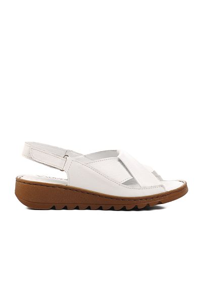 Voyager Sandale de damă albe din piele naturală - Velcro Z265 Z