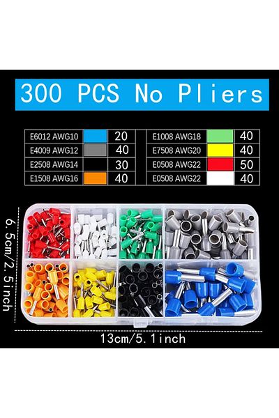Choice 300pcs-no Pliers Ve Tubular Crimping Terminal,multiple Crimping Terminal Pliers Combination Set,elec