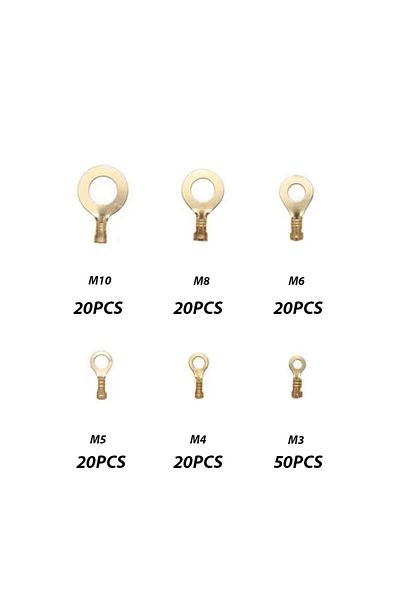 Choice 150pcs Boxed Terminal Block Wire Connector M3/M4/M5/M6/M8/M10 O-type Ground Lugs Terminal Cold-Pr...