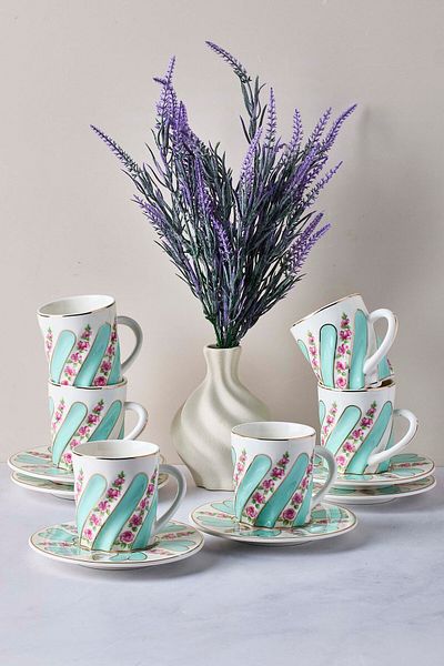 Perotti Kuzguncuk 12-Piece Porcelain Coffee Set for 6