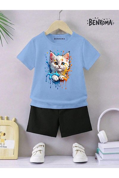 BENROMA Set pantaloni scurți unisex pentru copii - imprimat cu caractere