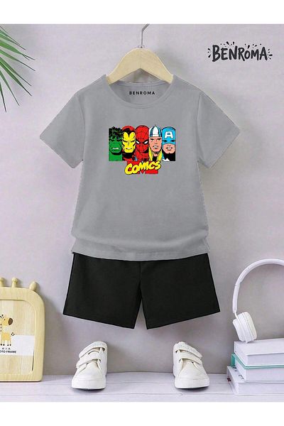 BENROMA Unisex Kids Shorts Set - Character Printed
