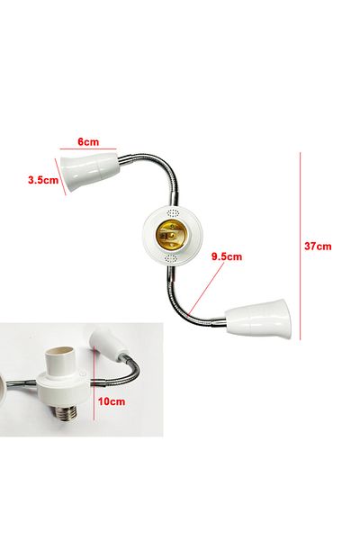 Choice No Light Bulb White E27 Multi Head Flexible Tube Led Universal Conversion Lamp Head Double Head Exte