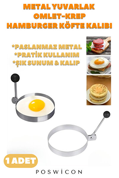 poswicon New Series Fireproof Nonstick Practical Metal Round Omelette Crepe Mold