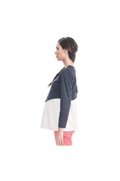Desen Hamile Giyim Navy Blue Bow Detailed Maternity Bolero