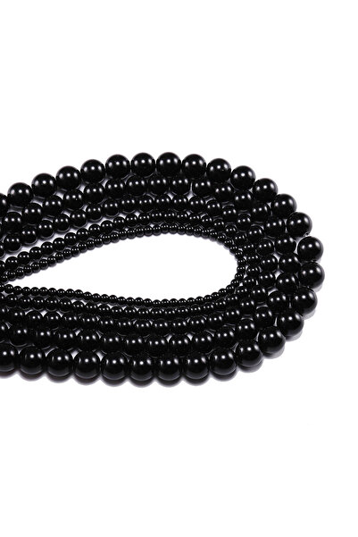 Choice خرز من حجر العقيق الأسود الناعم مقاس 8 مم لصنع المجوهرات خرز فضفاض مست...