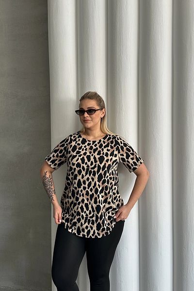 Stil Diva Μπλούζα με κοντό μανίκι Leopard Print 616006