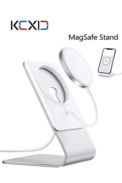 Choice حامل Kuxiu أبيض لشاحن Magsafe، حامل Magsafe من الألومنيوم لسطح المكتب، لهاتف Iphone 16/15/1