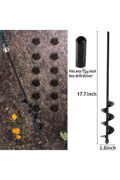 HOCOSHINE 4x45cm Garden Auger Spiral Drill Bit Gardening Flower Planter Earth Drill Planting Hole Digger Tool