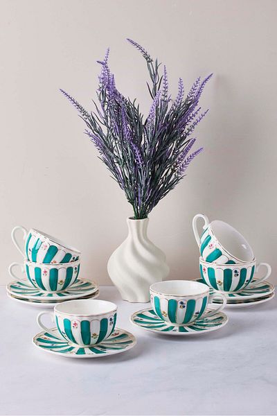 Perotti 12-Piece Porcelain Coffee Set for 6 People - Balat