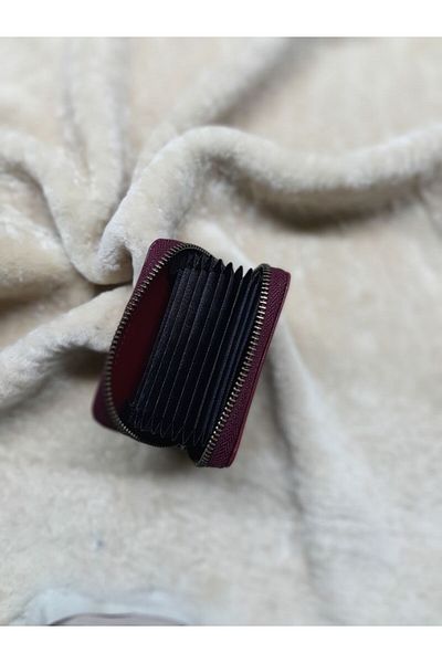 yedideri Unisex Accordion Wallet Card Holder - Genuine Leather with Kumash inside