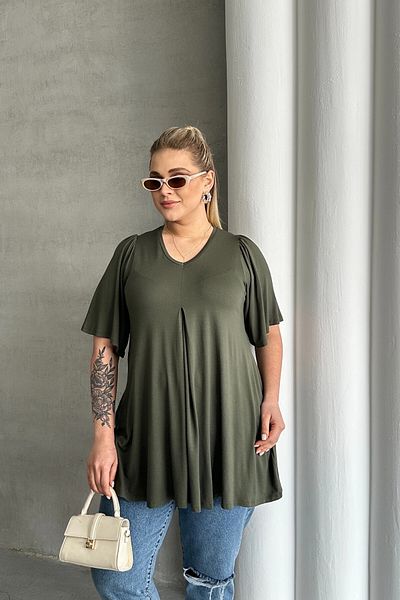 Stil Diva Μπλούζα Lycra MDL-4 με ασύμμετρη κοπή με λαιμόκοψη σε μεγάλο μέγεθος