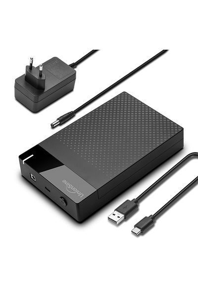 UnionSine EU Adapter UnionSine 3.5'' HDD Case SATA to USB 3.1 Type C Adapter External Hard Drive Enclosure for