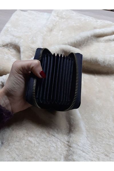 yedideri Θήκη για κάρτα πορτοφολιού Unisex Accordion - Γνήσιο δέρμα με ύφασμα εσωτερικά