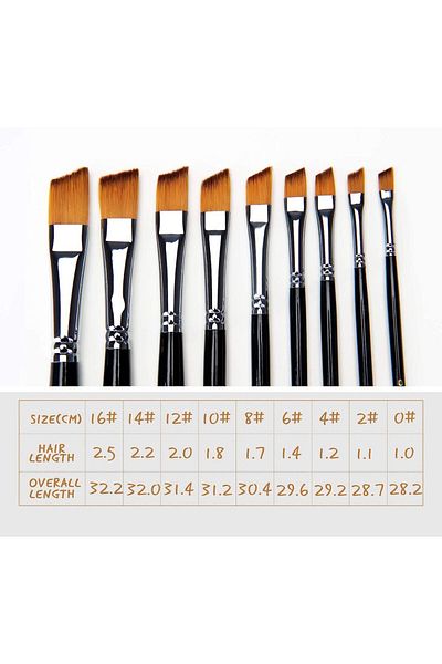 Choice 9 Pieces Angled Professional Artist Brush Set For Watercolor, Acrylic, Oil Painting, Gouache