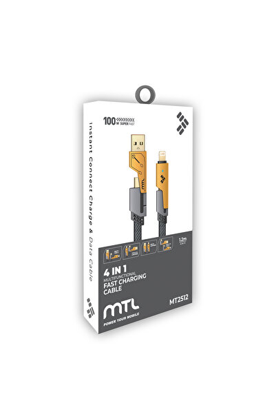 MTL 4 In 1 Hasır Hızlı Şarj 1 Metre Macbook Tablet Telefon Şarj Data Kablosu ...