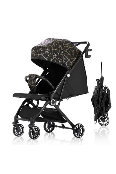 TEKNUM TEKNUM TravelZen Stroller with Coffee Cup Holder-Black Gold