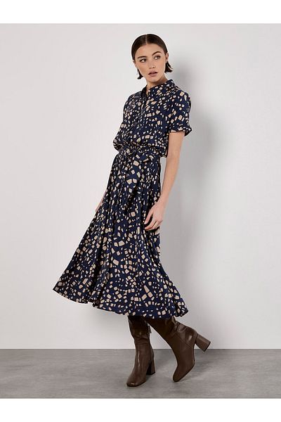Apricot Midikleid Mit Verstreutem Karohemd
