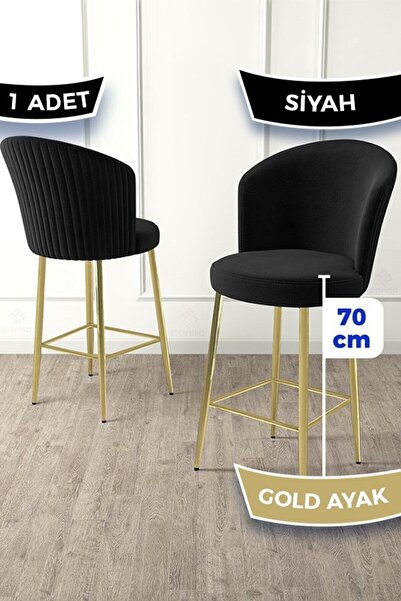 Canisa Fora Serisi Ada Mutfak Bar Sandalyesi Gold Kaplama Metal Ayaklı Babyfa...