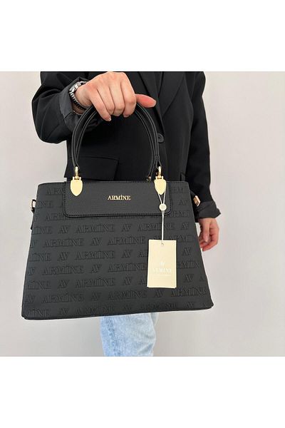 Armine Embossed Black Bag - AR20608