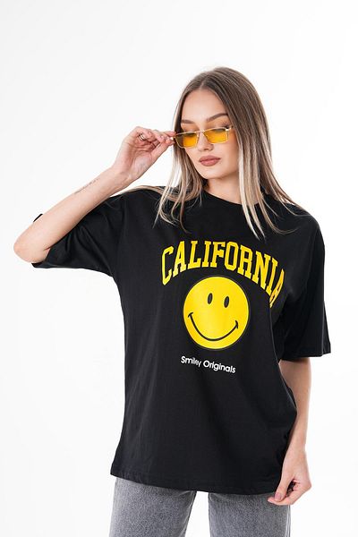 ŞİMAL Tricou oversize cu decolteu rotund cu imprimeu pentru femei 250112   -