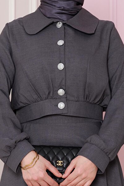 Sevitli Σετ φούστα και καλσόν ανθρακί