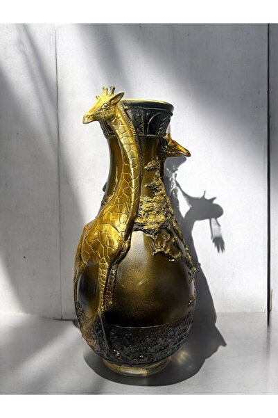 Peramari Διακοσμητικό Πολυεστερικό Μακρύ Βάζο Καμηλοπάρδαλης Σαφάρι Πράσινο