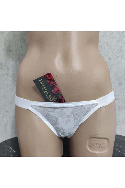 Helena Paris White Thong with Lace Detail