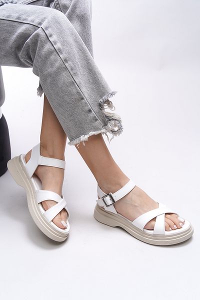 Riccon Sandale pentru femei Iselgalyn White Skin - 0012215