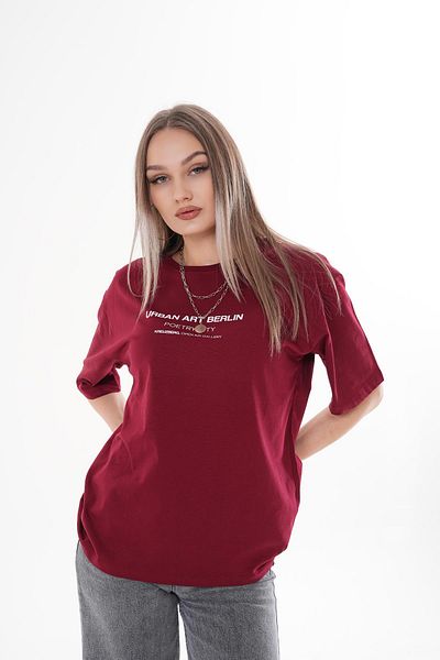 ŞİMAL Tricou oversize pentru damă, cu decolteu rotund, cu text imprimat pe față 250115   -