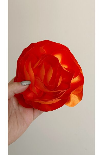 Âlâ Atelier 15 cm Iğneli Kumaş turuncu Çiçek Broş Gül Broş, kumaş gül broş ya...