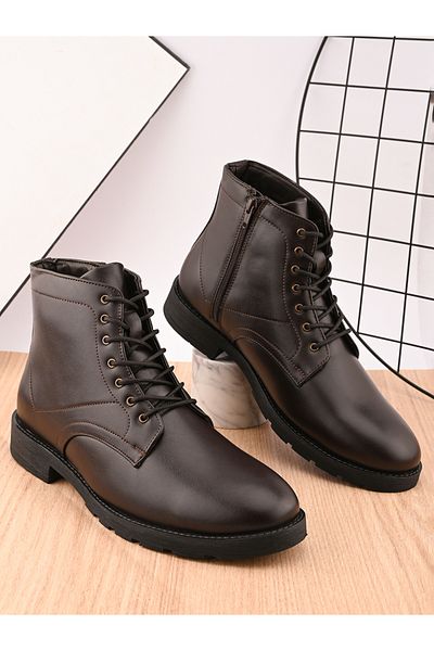 Styli Lace Up Ankle Boots with Side Zipper