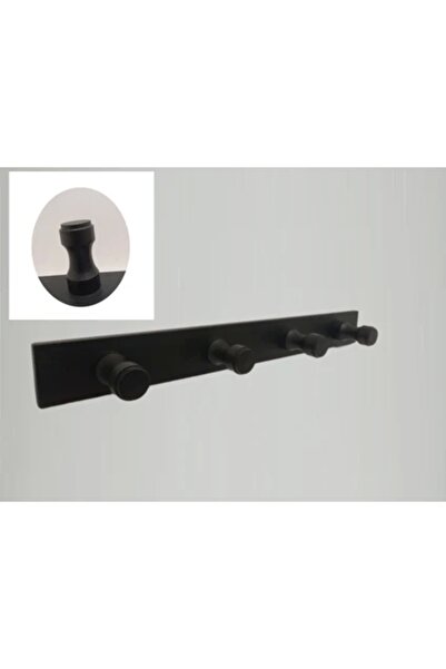 ardini Self-Adhesive or Screw Towel Bathrobe Bathroom Hanger Thin Waisted Set of Four Matte Black