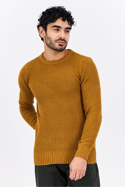 Sorbino Men Crew Neck Crochet Sweater, Brown
