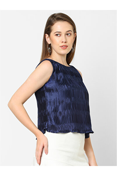 Mish By Styli Pleated Boat Neck Top