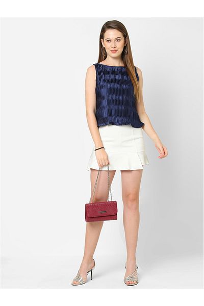 Mish By Styli Pleated Boat Neck Top