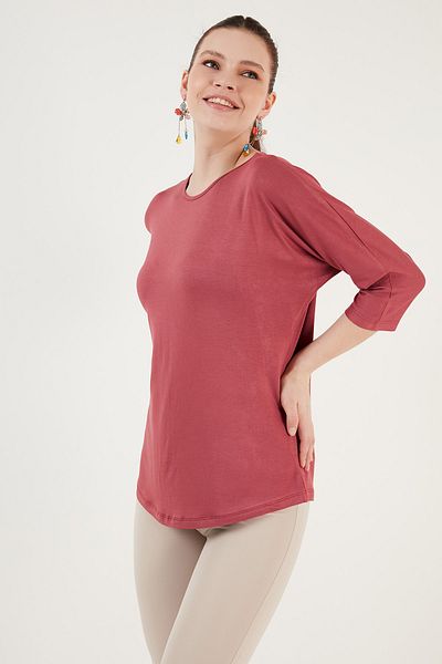 Lela Crew Neck Three Quarter Sleeve Blouse Bluz 5861416 Y